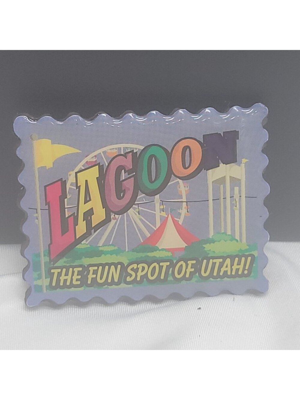 Vtg Lagoon Utah Souvenir Magnet Fun Spot Ferris Wheel Design 2.25x1.75 Inches